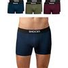 Snocks Pacco 6 Boxer Uomo Cotone Bio Elasticizzato - Mutande Uomo Senza Etichette Irritanti - Boxer Pack - Mix (Blu Marino/Rosso/Olivina) - M