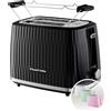 Russell Hobbs Tostapane 2 fette, 6 gradi di doratura, con Pinze, Scongela, Riscalda, Cancella selezione, Vassoio raccogli briciole, Riscalda panini incluso, esterno testurizzato, Eden Nero 27371-56