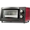 Girmi FE10 Forno elettrico, 800 W, 10 Litri, Griglia INOX, Termostato Regolabile, Timer 60 min, Accesori inclusi, Nero/Rosso