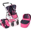 Bayer Chic 2000-640-84 Passeggino per bambole Emotion All In 2.0-3 in 1, composto da navicella, seggiolino sportivo e seggiolino auto, coriandoli, rosa