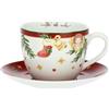 THUN, Tazza Colazione con Piattino in Porcellana, Collezione Sorprese di Natale, Tazza da Collezione, Idea Regalo per Natale, Tazza Ø 12.3 cm, 10 cm h, Capacità 650 cc, Piattino Ø 19,5 cm