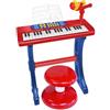 Bontempi | MiniKeyFun - Tastiera Giocattolo a 37 Tasti per Piccoli Musicisti con Microfono, Sgabello e Leggio, Blu e Rosso, 54,4x32,9x15,9 cm