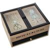 DRW Scatola da cucito in legno con coperchio in vetro e 1 cassetto in naturale e nero 30 x 25 x 14 cm