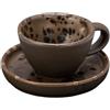 LE COQ PORCELAINE Phobos tazzina caffè marrone con puntini reattivi ruggine con piattino cl 8 cm 9.5x7 h cm 4,5 (minimo 6 pezzi)