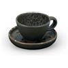 LE COQ PORCELAINE Phobos tazzina caffè nera con puntini reattivi blu con piattino cl 8 cm 9,5x7 h cm 4,5 (minimo 6 pezzi)