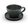 LE COQ PORCELAINE Phobos tazza tè nera con puntini reattivi blu con piattino cl 23 cm 12,5x9 h cm 6,5 (minimo 6 pezzi)