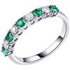 Bishilin Anello in Oro Bianco 750 Donna Uomo Vero Anello A Fascia, Smeraldo Rotondo da 0,31 Ct con Diamante da 0,26 Ct Anello Della Festa di Cena Fedi Nuziali Oro Bianco Taglia: 25