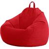 Treer Copertura per Poltrona a Sacco Senza Riempimento, Fodera per Pouf in Velluto a Coste Tinta Unita Morbido, per Bambini e Adulti con Manico per Interni e Esterni (Rosso,60x70cm)