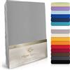 Moon Luxury lenzuolo sotto con angoli elasticizzati, Jersey Stretch 230 G/M² per acqua letti, materassi e tradizionali materassi, Cotone, grafite, 90x200-100x220