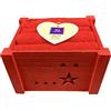 EUROSTYLE Set 4 Pezzi Lavette 30x30cm in Spugna di Cotone con Scatola Legno Cestino Regalo Asciugamani per Ospiti Cuore Shabby (Scatola Natale Rosso Star, Lavette 30x30cm Rosso)