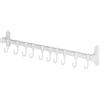 Tyenaza Porta Utensili da Cucina con 10 Ganci, 60cm Barra Appendi Utensili da Cucina Autoadesivo, Barra Portautensili Regolabile da Cucina in Alluminio per Padelle, Tazze