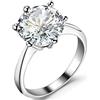 JUDE Anello di fidanzamento in argento Sterling 925 con zircone cubico da 4 carati e Argento, 66 (21.0), colore: Silver, cod. JR1969
