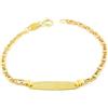 Monde Petit - Bracciale Bebè Bambini ragazza Oro Giallo 9K Personalizzata Schiava Occhio di Tigre Opaco Brillante 12 cm - Scatola Regalo - Certificato di garanzia