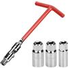 drado Chiave per Candele, Set di Chiavi per Candele di Accensione, Chiave Svitacandele per Candele con Impugnatura a T 16/18 /21 mm snodati(Rosso)