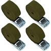Cadimus 4 Pezzi Cinghie di Fissaggio Verde, 2M × 25MM Cinghie di Tensione, Carico Resistenza Fino a 250KG, Cinghia di Fissaggio a Cricchetto per Bagagli Moto Auto Portabiciclette