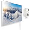 KÖNIGHAUS Riscaldatore a infrarossi Könighaus - 300 Watt + termostato smart e APP Könighaus - una stufetta elettrica a basso consumo - Cornice bianca (07. Paesaggio innevato)