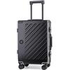 JLY Valigia Rigida 100% Policarbonato Senza Cerniera, Trolley da Viaggio con Doppio Lucchetto TSA, 4 Ruote Girevoli e Manico in Lega di Alluminio, Bagaglio da Stiva (Nero Acciaio, S (56cm 37L))