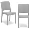 REDÒKASA Set 2 sedie in polipropilene FLORA, MADE IN ITALY, impilabile, resistente ai raggi UV, design moderno, ideale per sala da pranzo, cucina, sala d'attesa, bar, ristoranti o giardino (Cemento, 2)