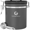 Barattolo Ermetico Per Caffè In Acciaio Inox 450 Ml: Sottovuoto Con Valvola Di Scarico Per Chicchi, Tè, Noci E Spezie, Colore Nero