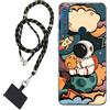 WUACYEAMING Cover per Motorola Moto One Fusion Plus,Cover Case in Silicone Trasparente Ultra Sottile e Leggera TPU Animazione astronauta razzo+1* Cordino Cellulare Universale