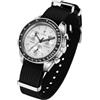 CADISEN Orologio al quarzo da uomo elegante campagne casual con cinturino in nylon zaffiro, bianco, cinghia