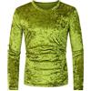Lars Amadeus Camicie in velluto da uomo vintage classico girocollo a maniche lunghe in velluto t-shirt, Verde, L