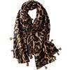 LumiSyne Sciarpa Donna Moda Leopardo Stampa Animalier Classiche Vintage Foulard In Cotone e Lino Con Nappa Lungo Calda Stole Protezione Solare Scialle Quattro Stagioni