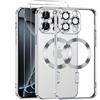 Phoona Cover Placcatura per iPhone 16 Pro Max 6,9 Pollici, Obiettivo per Fotocamera Protezione Completa e 2 × vetro temperato, Compatibile con MagSafe Ricarica Wireless, Protezione Militare, Argento
