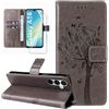 Dcjlbo Cover per Samsung Galaxy A16 4G/5G Custodia Cover in Pelle Portafoglio a Libro con Pellicola Vetro Temperato Porta Carte Cover Flip Case Antiurto Custodia per Samsung A16 4G/5G-Grigio