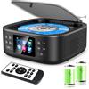 CCHKFEI Lettore CD Portatile, Lettore CD Boombox con Bluetooth, Telecomando, Radio FM, Schermo Led, Doppio Altoparlante Stereo Integrato, Supporto Porta Cuffie USB/AUX per La Casa