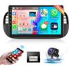 Hodozzy 【8 Nucleo 2+64G】Hodozzy Carplay Autoradio per FIAT 500 2007-2015, 9 Pollice Touchscreen Android Autoradio con Android Auto/WiFi/GPS/RDS/FM/Bluetooth/USB,Nero