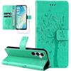 Dcjlbo Cover per Samsung Galaxy A16 4G/5G Custodia Cover in Pelle Portafoglio a Libro con Pellicola Vetro Temperato Porta Carte Cover Flip Case Antiurto Custodia per Samsung A16 4G/5G-Verde