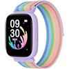 BIGGERFIVE Fitness Tracker Orologio Bambina Ado 5-16, 1,8 Smartwatch con Contapassi, Frequenza Cardiaca, Resistente all'Acqua IP68, Monitor del Sonno, Giochi Puzzle con/senza APP, Nylon