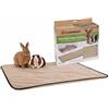 Flamingo Gabbia Criceto - Tappetino Assorbente Taupe 140x70x0,4 cm - Tessuto 3 Strati - Asciugatura Rapida - Lavabile 40°C - Senza Polvere - per Conigli e roditori