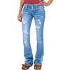 Generisch Jeans elasticizzati da donna, jeans a vita bassa, taglio in denim, elasticizzati, in cotone, casual, comodi, per il tempo libero, stile retrò, skinny denim, Azzurro, XS