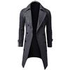 Generic Trench da uomo misto lana cappotto doppio petto con risvolto Casual Slim Fit caldo antivento classico giacche lunghe autunno inverno, grigio, M