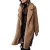 ThiCc Giacche Sherpa oversize da donna, in pile peloso, con risvolto aperto sul davanti, cardigan lungo caldo cappotto invernale in pelliccia sintetica capispalla double-face peluche Teddy Coat, Cammello