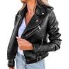 Generic Giacca da Donna Autunno Inverno Giacca in Pelle PU Giacca Corta con Cerniera Stile Locomotiva Piumini Donna 100 Grammi Lungo Donna Giacca Pelle (Black, XL)