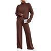 Shownicer Completo Donna Due Pezzi - Set Pullover a Maniche Lunghe e Pantaloni - Tuta Casual Outfit Suit A Marrone S