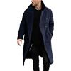 RUMAOZIA Cappotto di lana da uomo, lungo, cappotto invernale, vestibilità normale, casual, giacca a vento calda, giacca invernale, antivento, oversize, casual, per le mezze stagioni, tinta unita, O