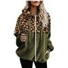 POLPqeD Felpa Sportiva Donna con Cappuccio Taglia Grande Maglia Inverno Maglione Giacca Economico Saldi Giunto All'aperto Pullover Tuta Top Teen Originale, verde militare, 4XL