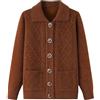 Generico Cardigan da Donna di Mezza età E Anziani Cardigan Lavorato A Maglia Maglioni con Risvolto Bottone Cardigan Bordeaux Donna Strisce A Rombi Vestiti da Nonna Mother Wear Caramel (Velluto) XL