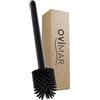 ovimar Notteroy - Scopino per WC in silicone, con serbatoio per detergenti, pompa meccanica con bottone automatico, in acciaio inox, testa per WC in silicone, spazzola per WC