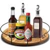 RoxNvm Piatto Girevole, Vassoio Girevole Cucina di Legno, Porta Spezie Girevole per Cucina a 360°, Portaspezie Rotante, Organizer Girevole Cucina per Cucina Da Appoggio e Frigorifero