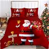 WZXGHE Copripiumino Matrimoniale Natalizio 135x200,Set Di Biancheria Da Letto Con Babbo Natale, Regali Di Natale Per Bambini E Adolescenti (Weihnachtsmann-B, 135x200cm)