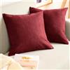 Blumtal Federe Cuscini Divano in Ciniglia, Copricuscini Divano, Federe Cuscino Divano, 2 Pezzi, 60 x 60cm, Rosso Aurora