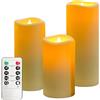 OSHINE Candele senza fiamma a LED impermeabili, set di 3 avorio, D2,2 x H5, 15,2 cm, 17,8 cm, candele tremolanti a batteria, per esterni con funzione timer telecomando, candele in plastica elettrica