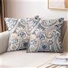 LRartdeco Federe Cuscini Divano 45x45 Federe Cuscini per Divano Blu Copricuscini Divano Boemo Retro Fiori Decorativi Set di 2 Lino Copricuscino per Cuscini del Soggiorno Divano Sedia