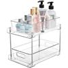 Azonelife Organizzatore per Lavello Sotto Lavello, Organizer Sottolavello Cucina, Scaffale Trasparente Sotto Lavello a 2 Livelli e Organizer Cucina, Organizzatore Scorrevole per Cucina e Bagno con 2 Divisorie