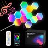URAQT 12 Pezzi Esagonali Muro LED Luci, Esagonali Muro Luci, Smart RGB Gaming Wall, Luce Sincronizza Musica, 16 Milioni di Colori Hexagon Lampada con App e Telecomando per Soggiorno, Sala Giochi